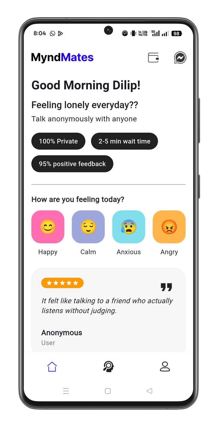 Myndmates App Landing Screen